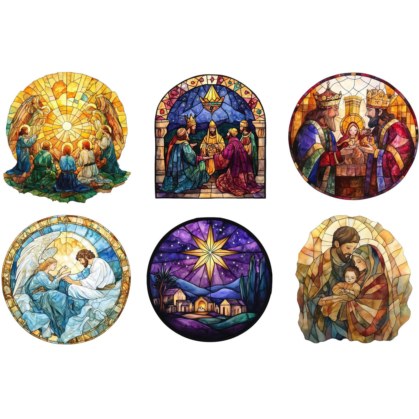 Stained Glass Nativity Clipart