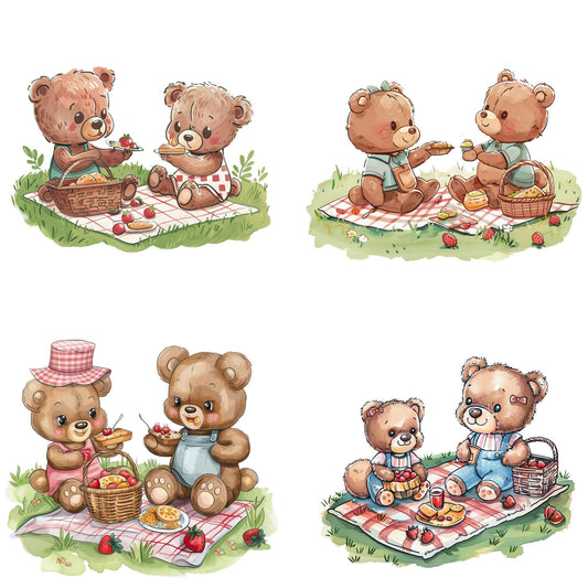 Watercolor Teddy Bears Picnic clipart