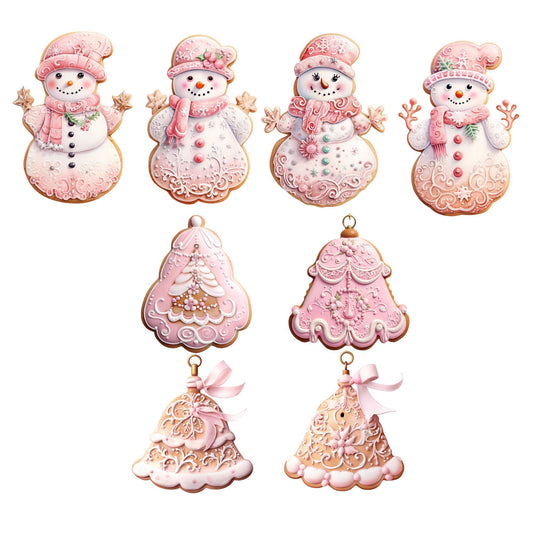 Clipart de galletas de jengibre pastel navideñas