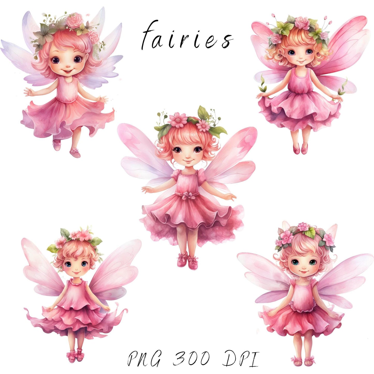 Watercolor Fairy Garden Clipart