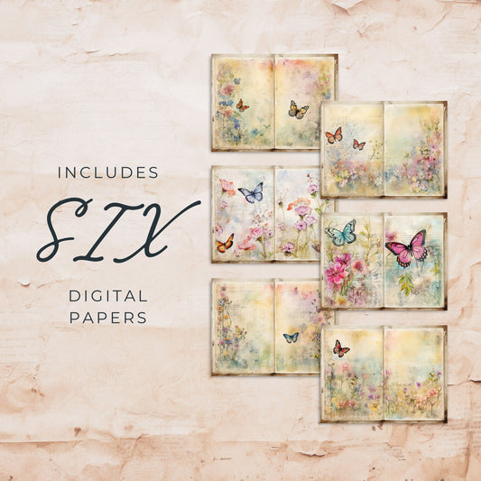 Wildflower Butterfly Junk Journal Pages Vol1