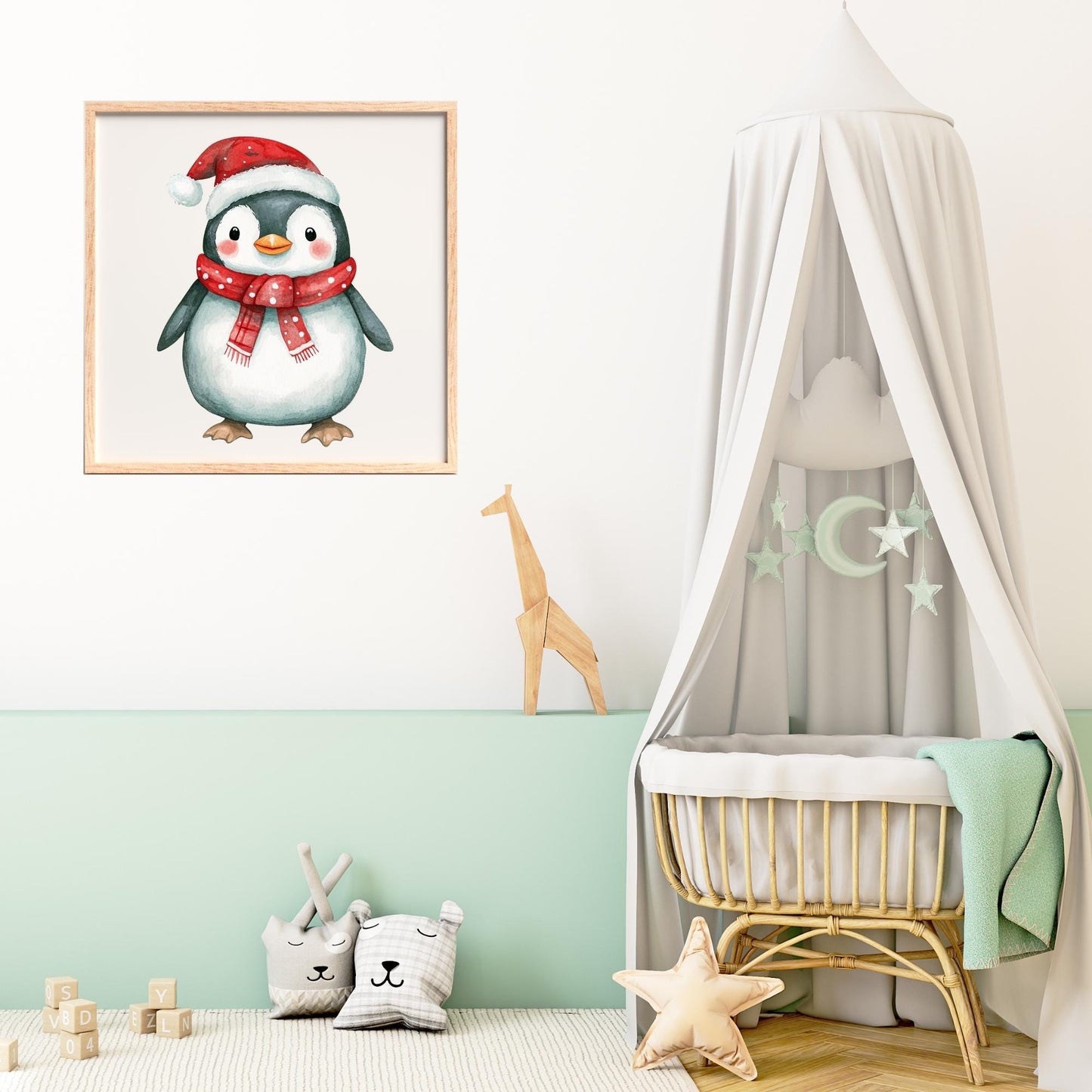 Watercolor Christmas Penguin Clipart