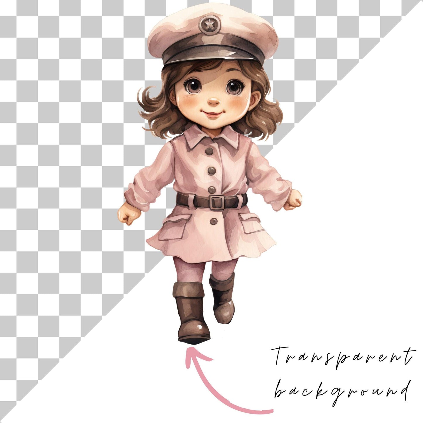 Watercolor Train set clipart