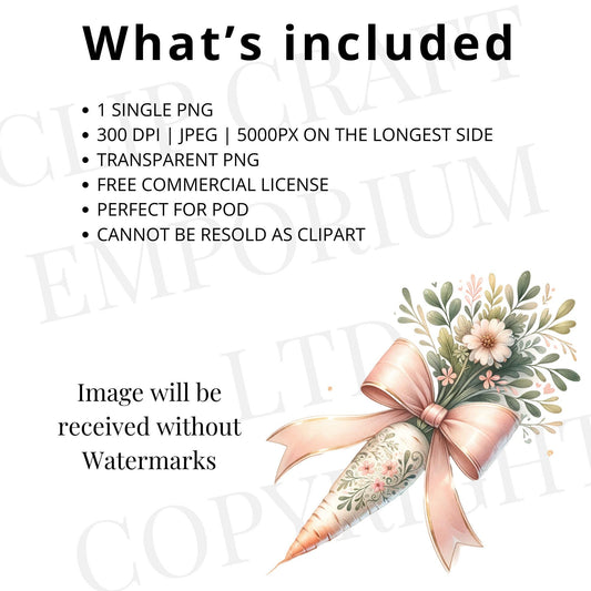 Floral Easter Carrot Coquette PNG