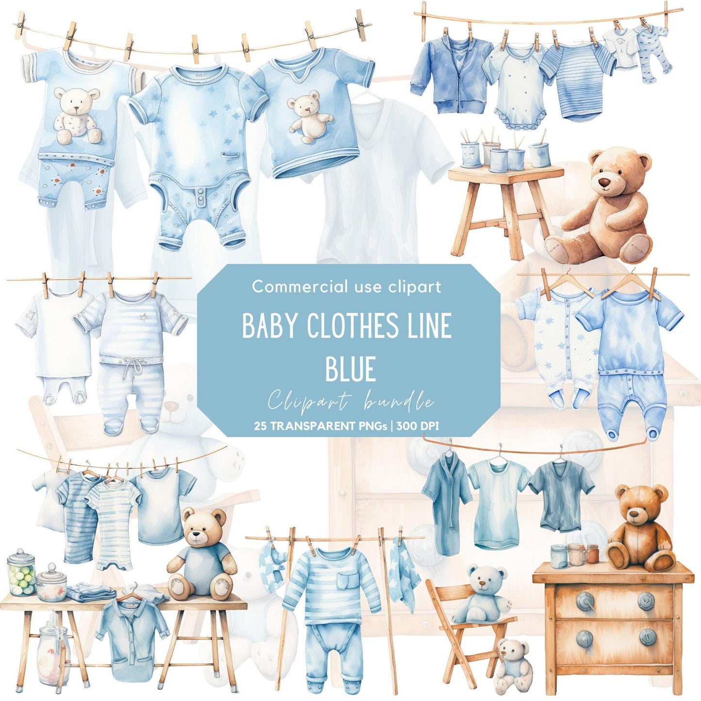 Watercolor Baby Clothes Line