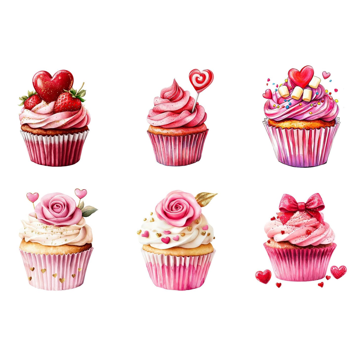 Pink Valentines Cupcake Clipart
