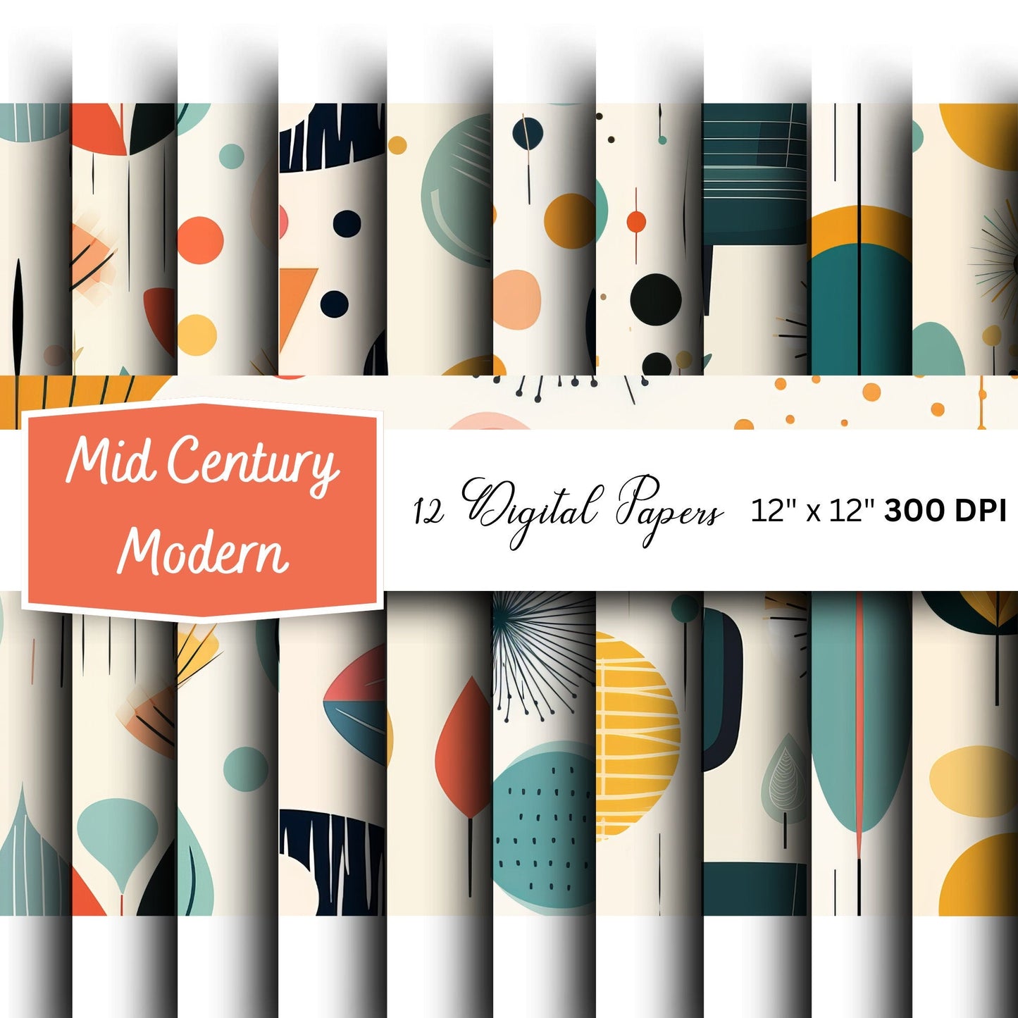 Mid Century Modern Seamless Pattern Digital Papers