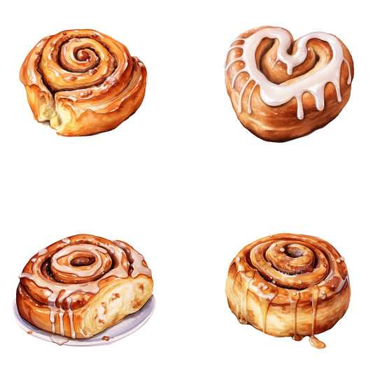 Watercolor Cinnamon Roll Clipart