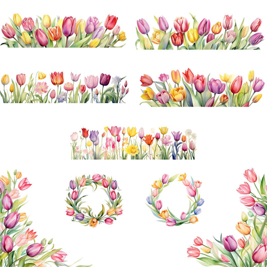 Clipart floral de tulipán en acuarela