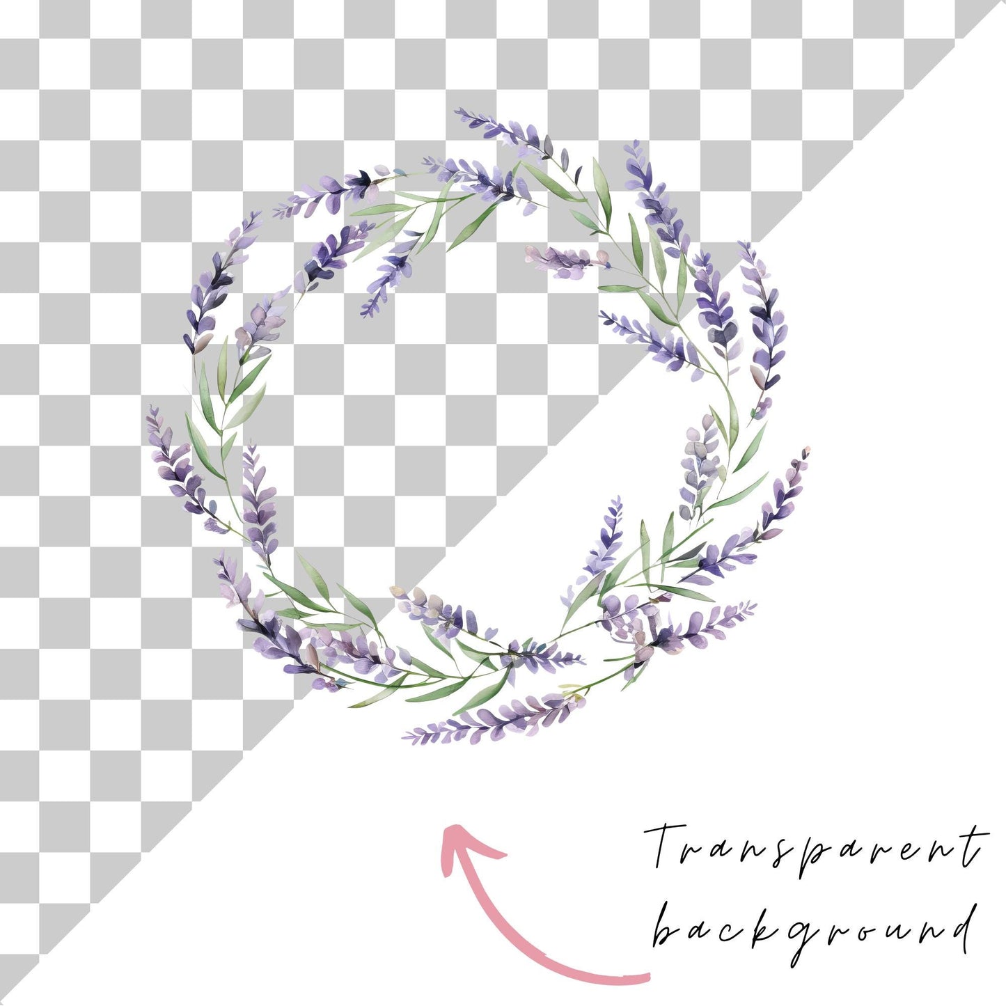 Lavender Wreath Clipart Single