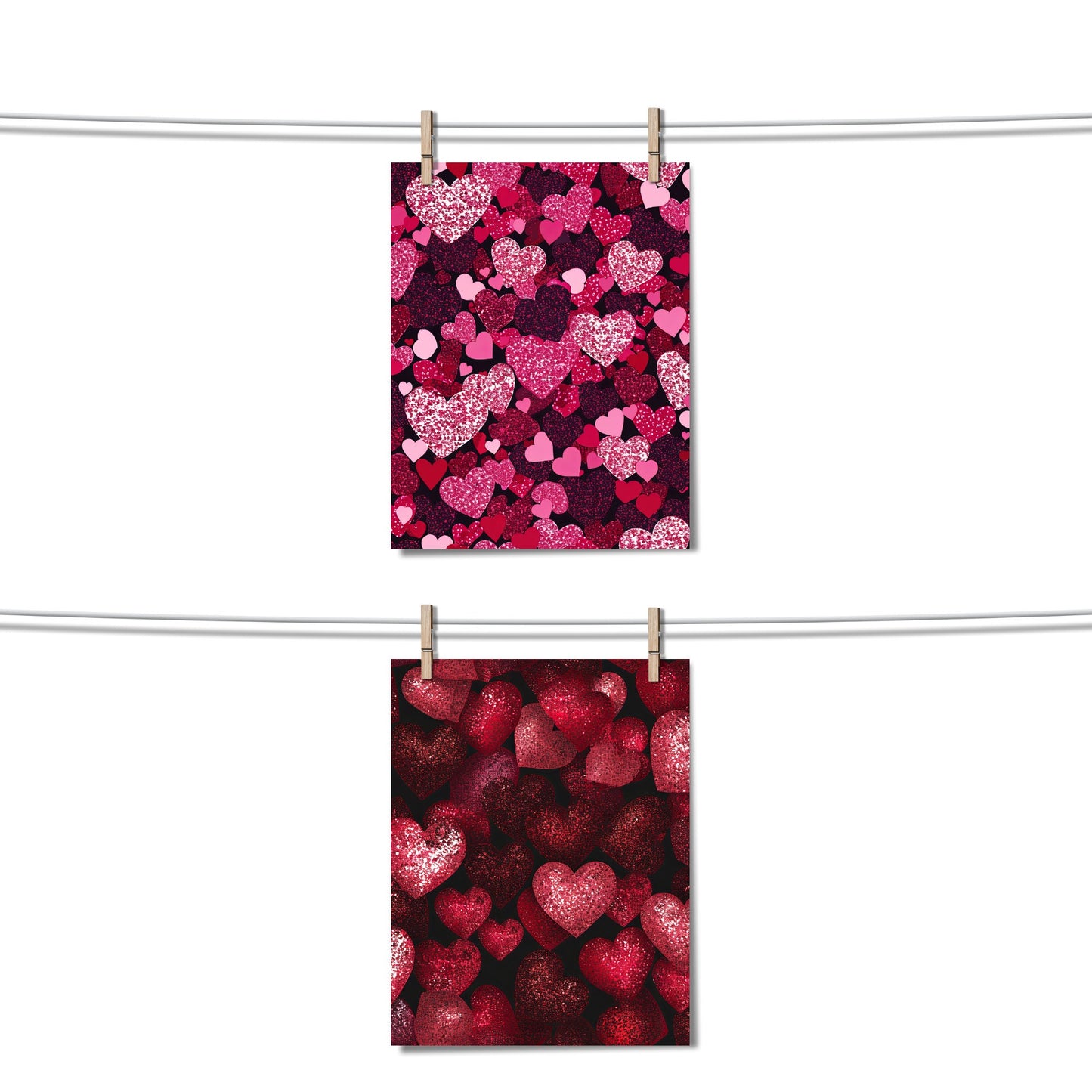 Valentine's Day Glitter Hearts Seamless Pattern