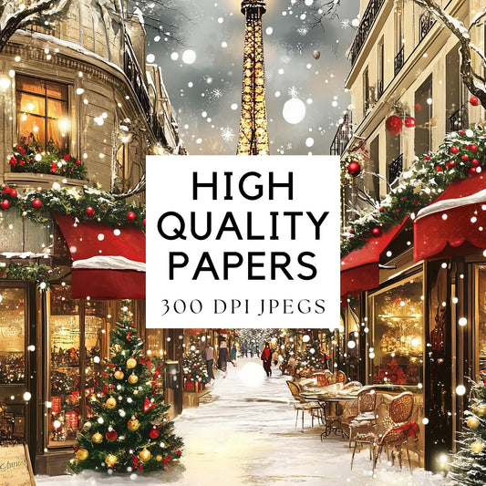Christmas in Paris Digital Papers