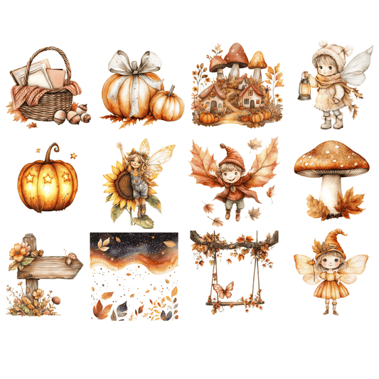 Fall Fairy Clipart PNG – Whimsical Autumn Fairies, Forest Elements & Magic Fairy Garden
