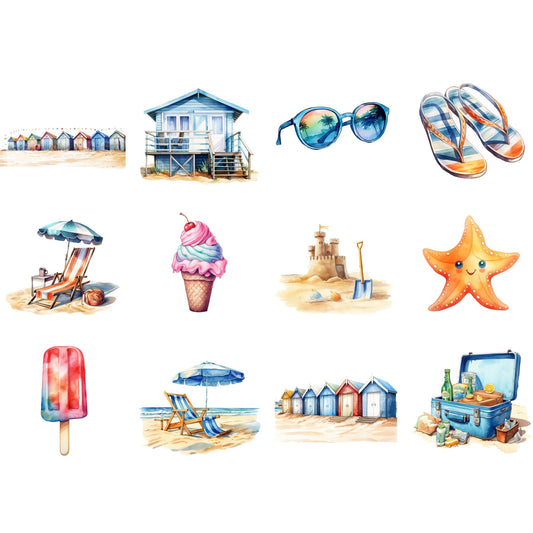 Watercolor At the beach clipart