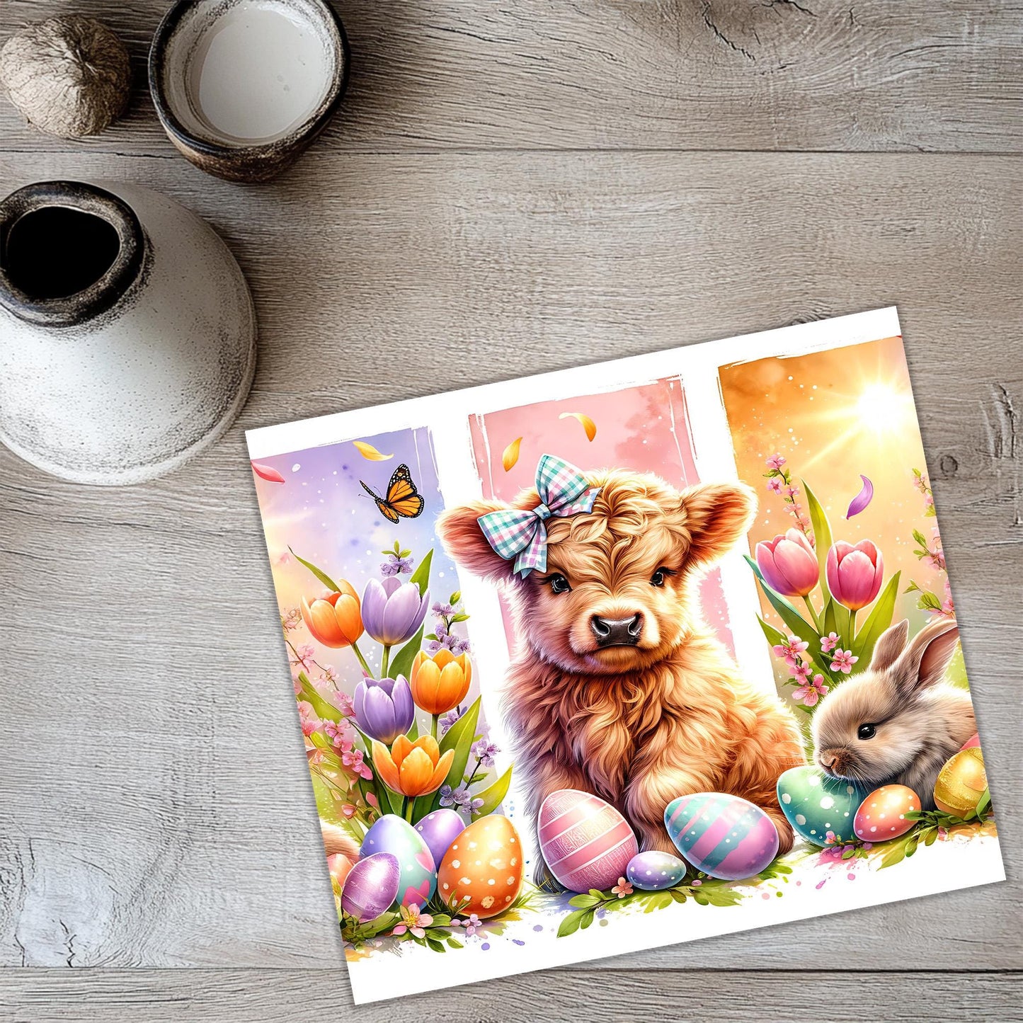 a card with a picture of a bear and a bunny