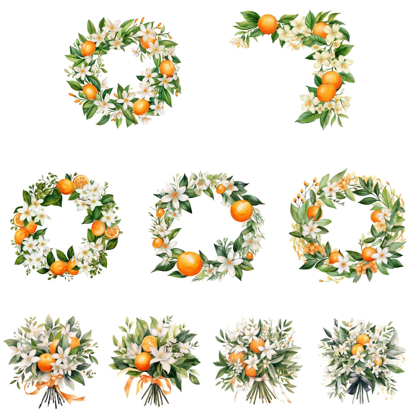 Orange Blossom Floral Clipart