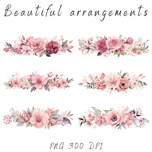 Clipart floral rosa polvoriento