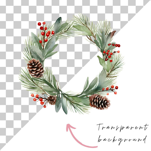 Festive Wreath Clipart Single