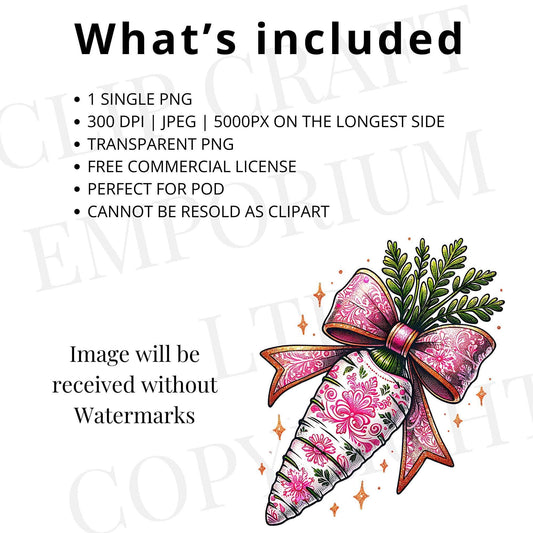 Floral Easter Carrot Coquette PNG
