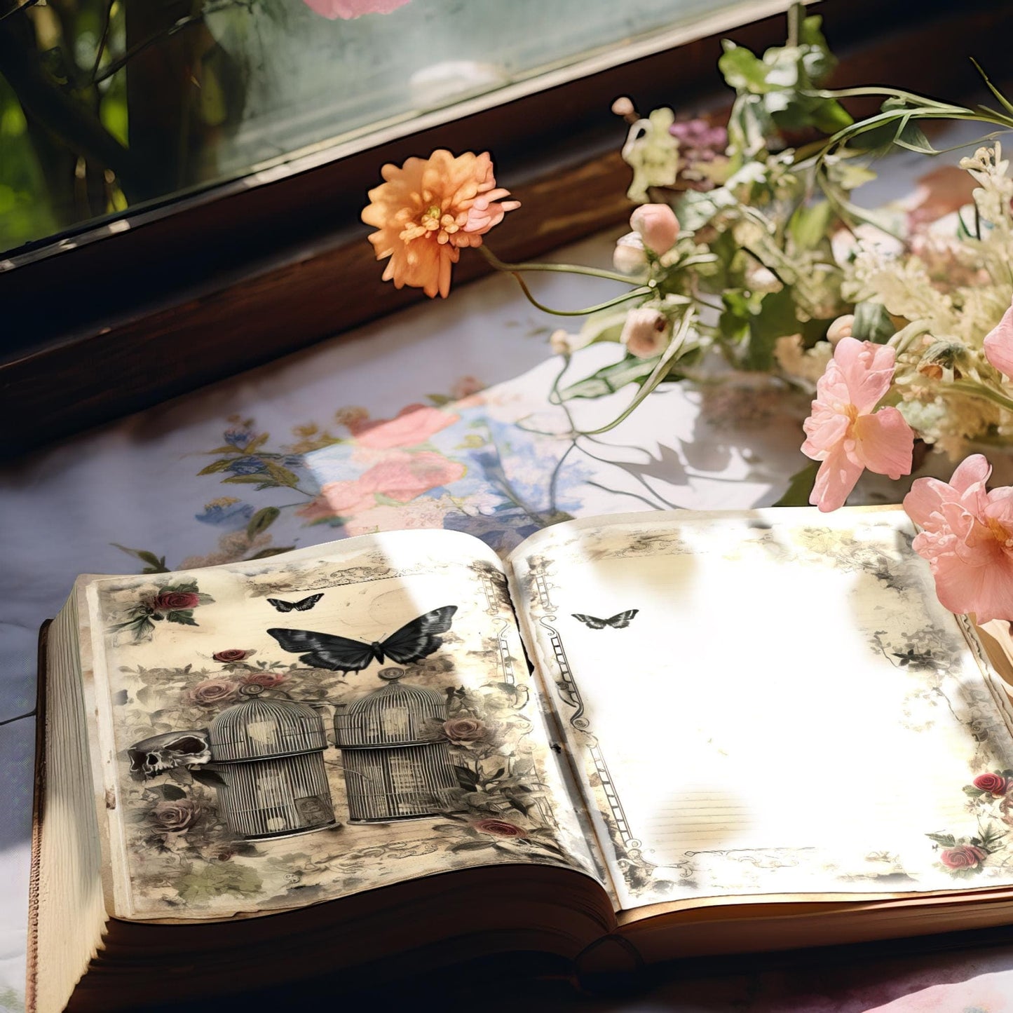 Gothic Garden Junk Journal Pages | Floral 6 Digital Journal Pages | Gothic Scrapbook | Gothic Scrapbook | US Paper Size | JJ038