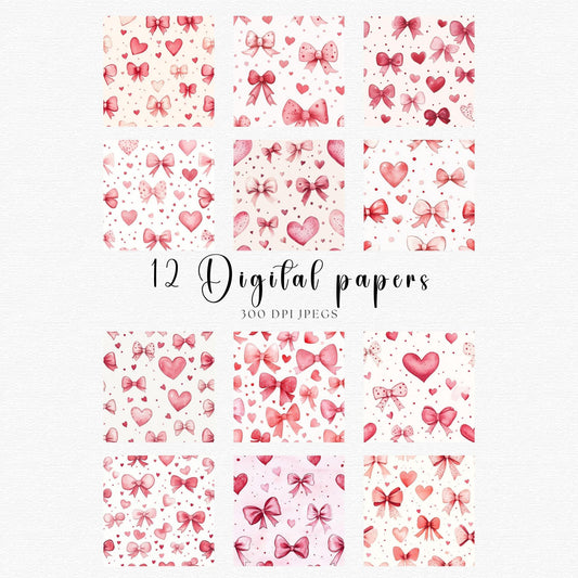Hearts and Bows Seamless Pattern