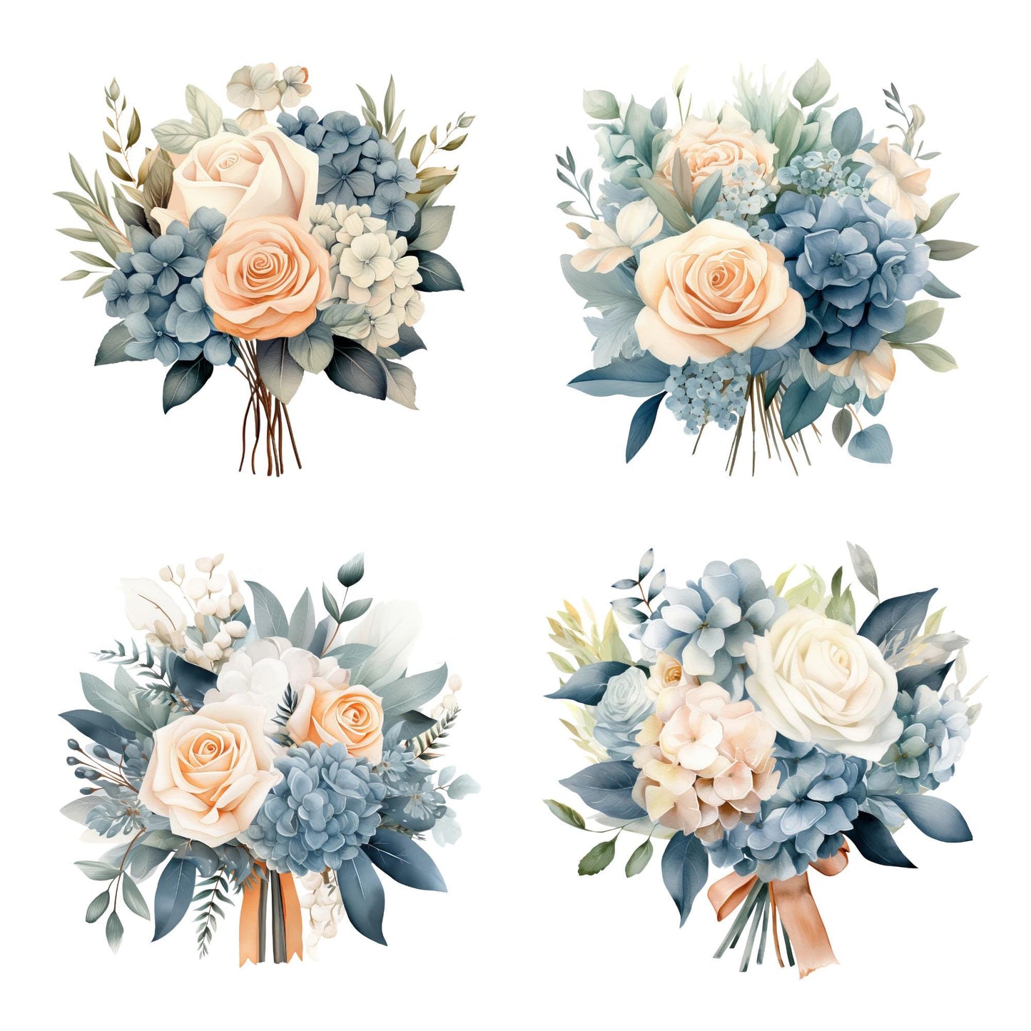 a bouquet of flowers and greenery on a white background