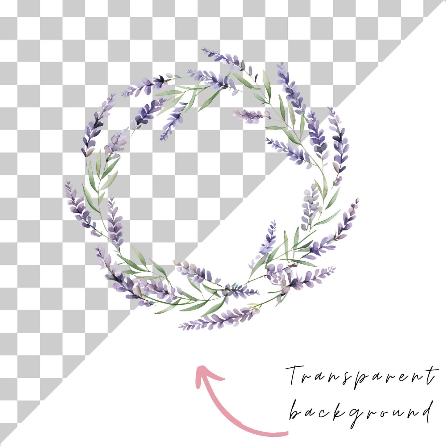 Lavender Wreath Clipart Single