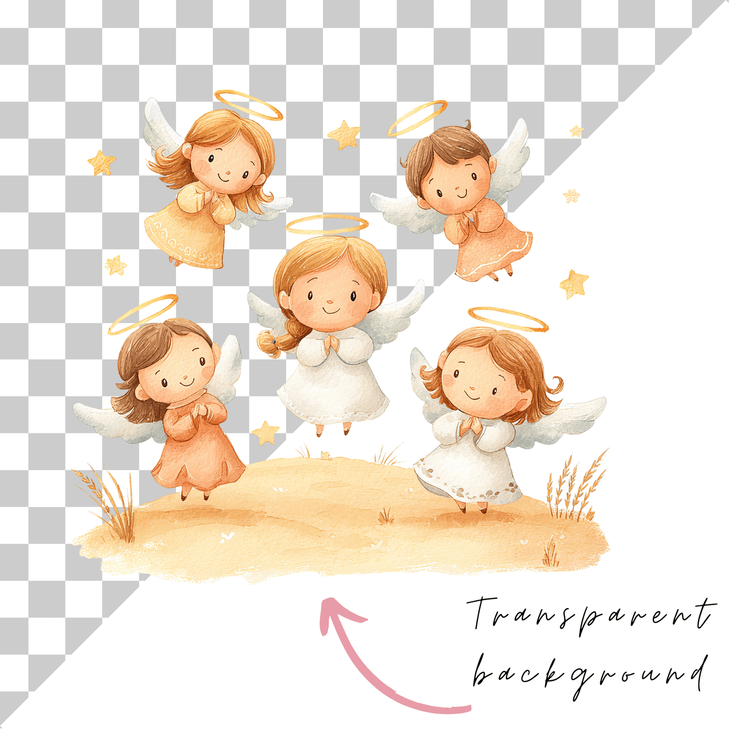 Nativity Watercolor Clipart Bundle | 50 Commercial Use Christmas PNGs