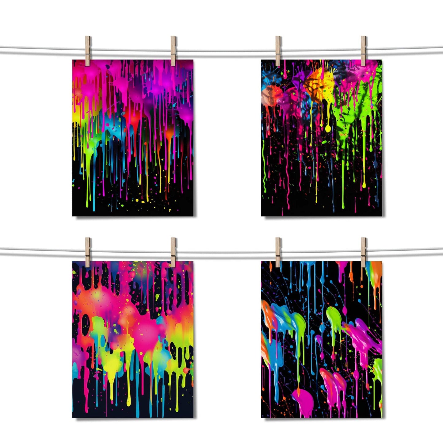 Neon Paint Splatter Digital Paper