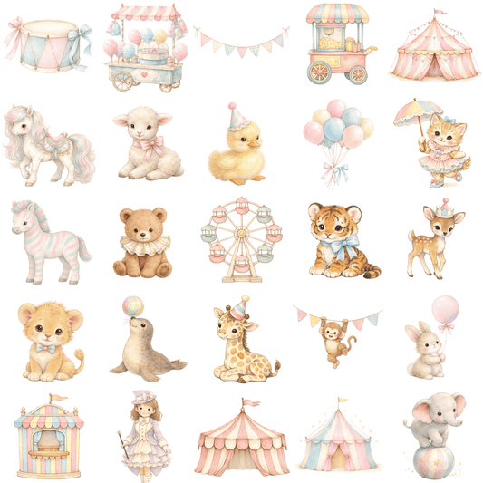 Pastel Circus Clipart Bundle (Commercial Use PNG)