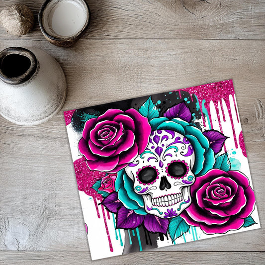 Pink Sugarskull 20oz Tumbler Wrap
