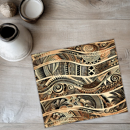 Polynesian Tribal Tumbler Wrap PNG | Hawaiian Sublimation Design