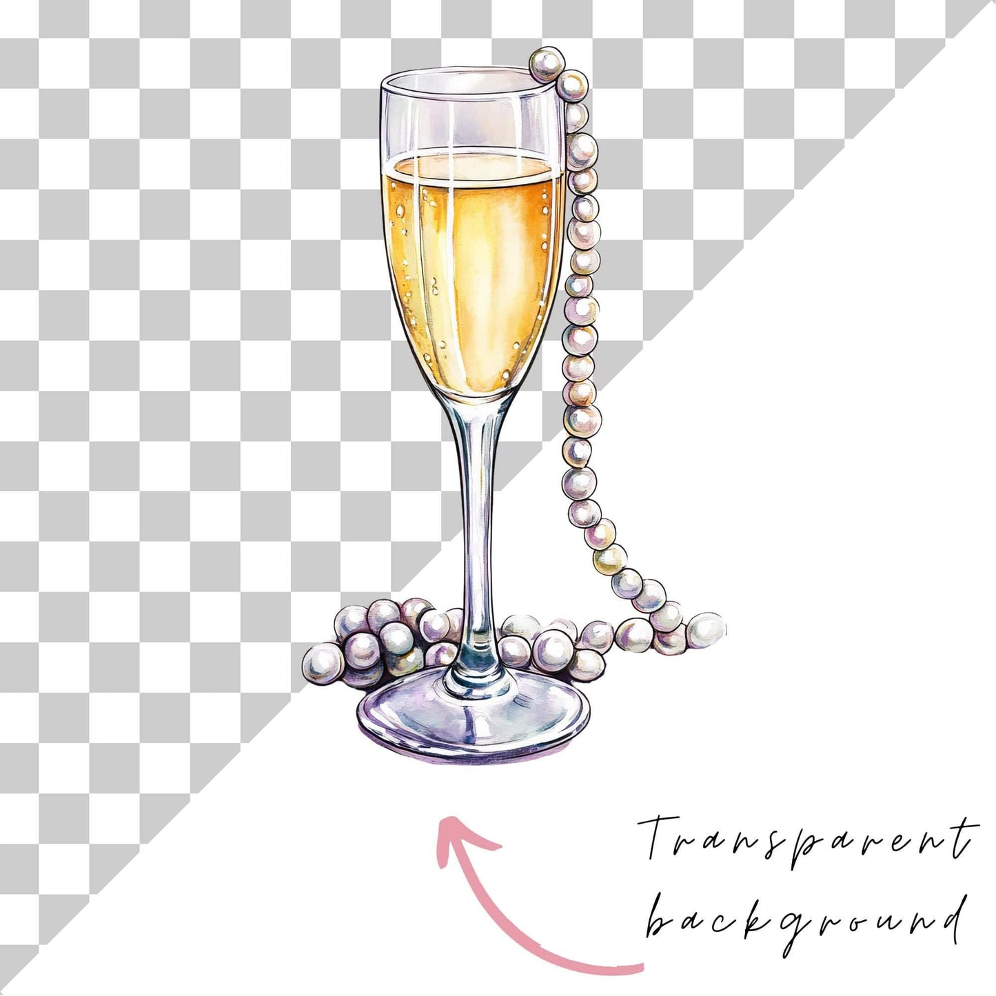 Prosecco and pearls clipart