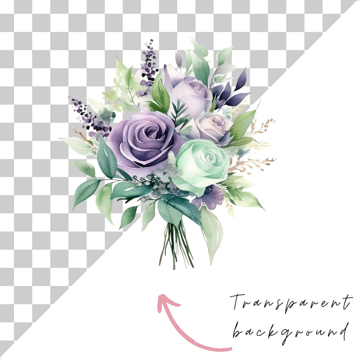 Purple and Mint Green Floral Clipart