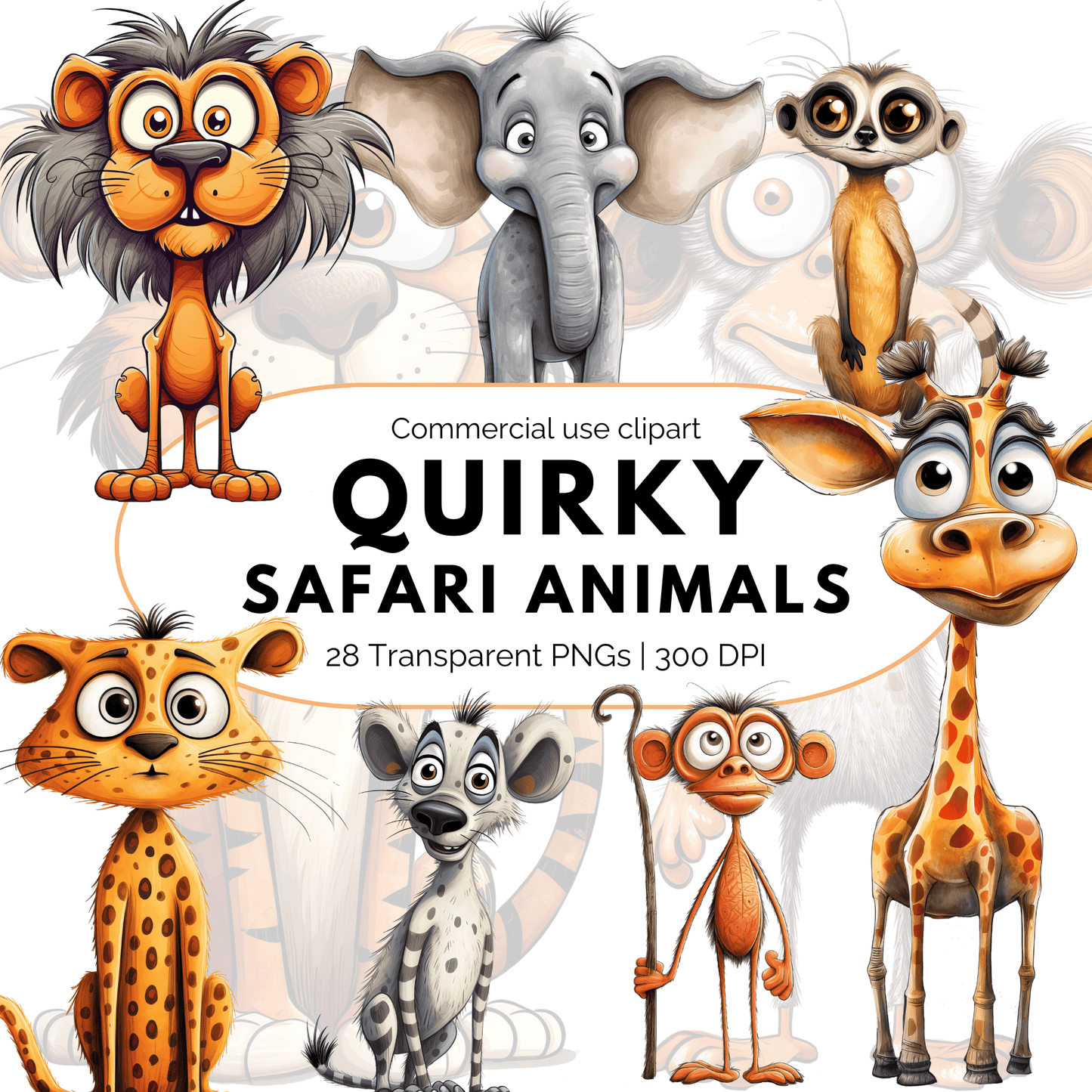 Quirky Safari animals Clipart