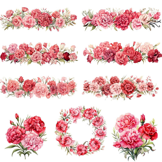 Red and Pink Carnation Clipart