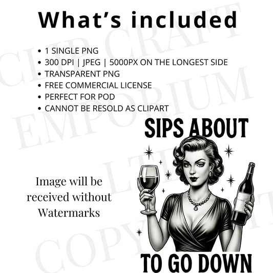 a woman holding a glass of wine with the words sips about to go down