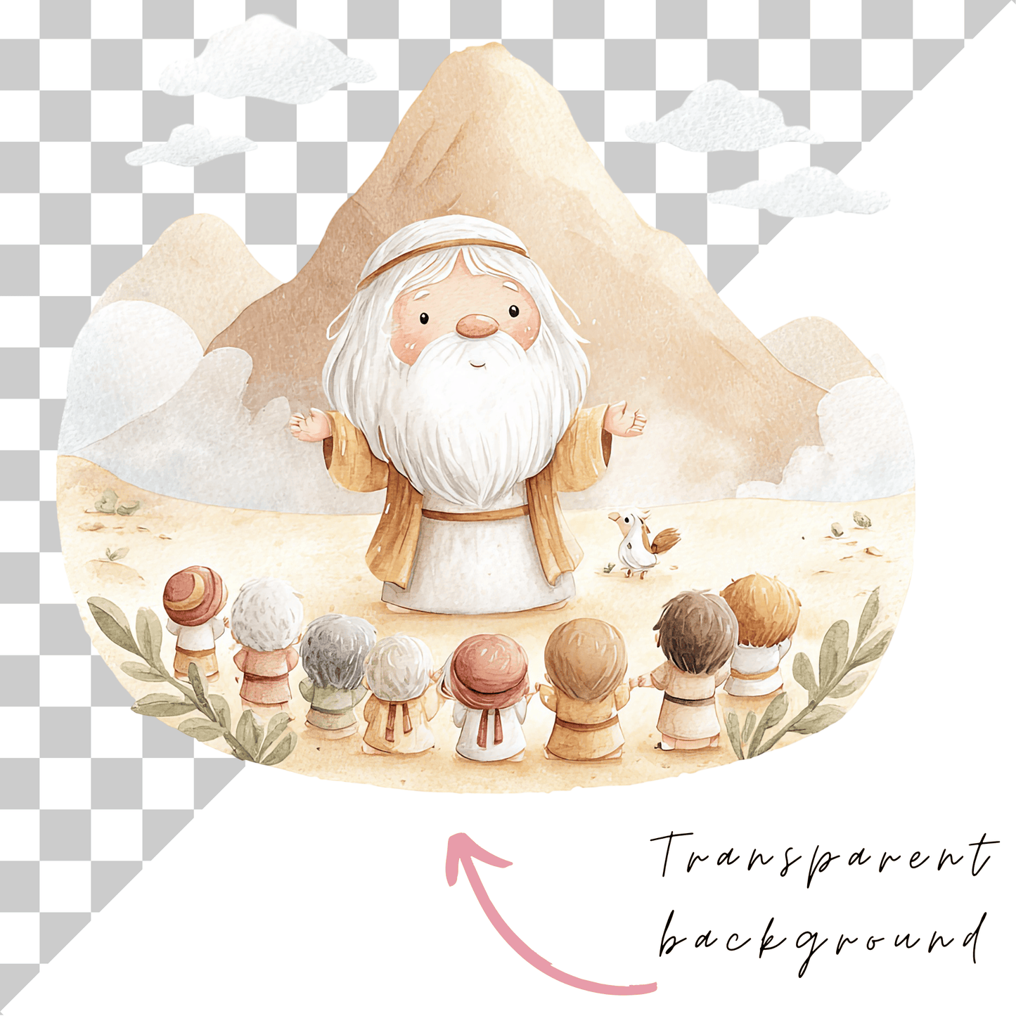 Story of Moses Clipart – Bible Story PNG, Christian Kids Clipart, Sunday School Graphics, Commercial Use