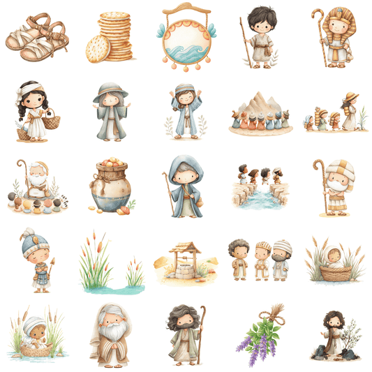 Story of Moses Clipart – Bible Story PNG, Christian Kids Clipart, Sunday School Graphics, Commercial Use