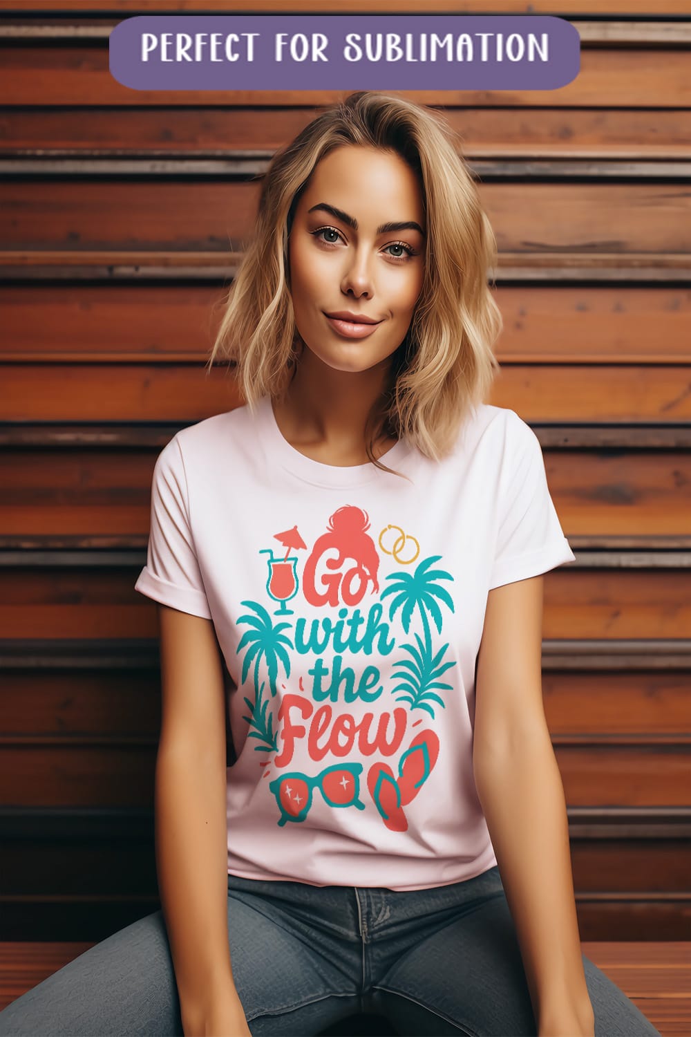 Summer tshirt design Go with the flow