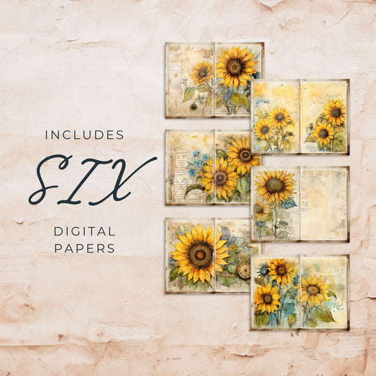 Sunflower Junk Journal Pages