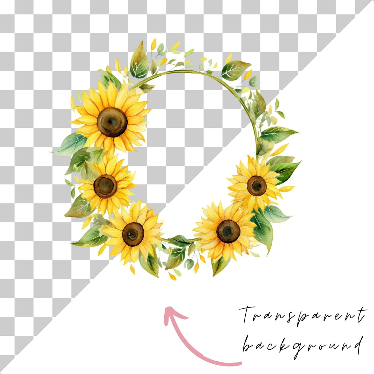 Sunflower Wreath Clipart Single