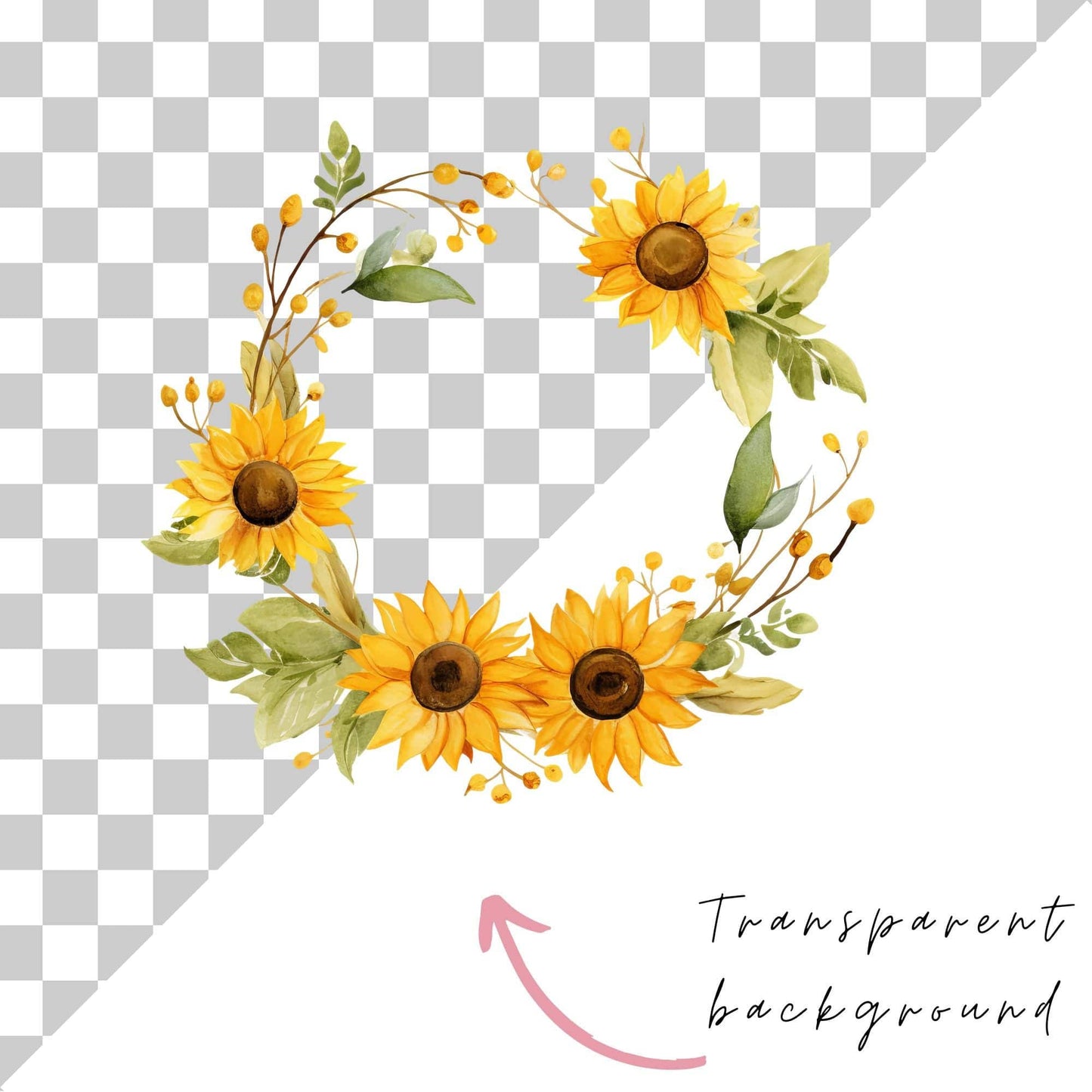 Sunflower Wreath Clipart Single