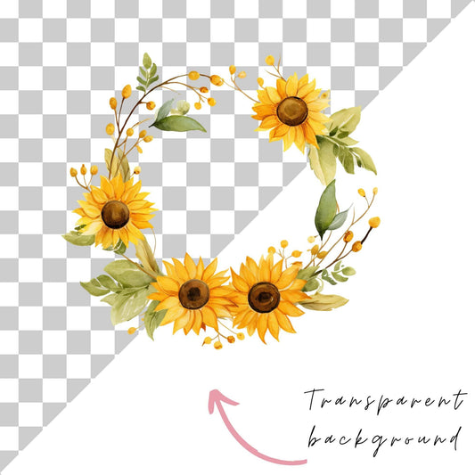 Sunflower Wreath Clipart Single