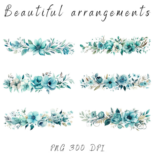 Teal Floral clipart