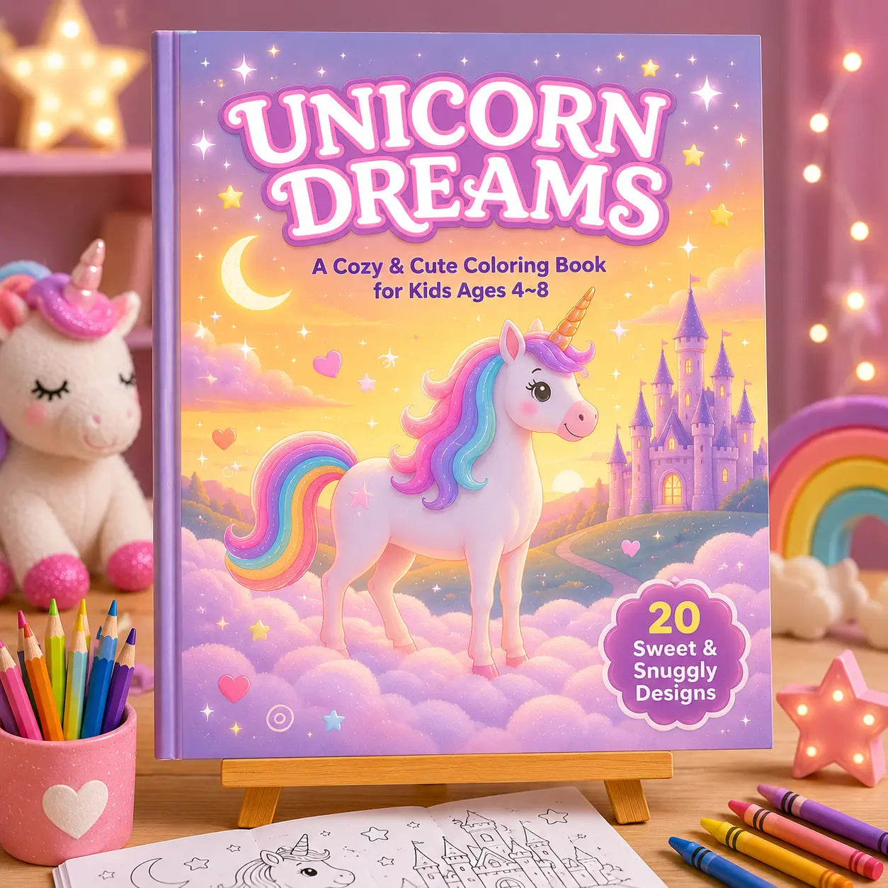 Unicorn Dreams Colouring Book for Kids Ages 4–8 | Magical Unicorn Printable Activity Book | PLR & MRR Included