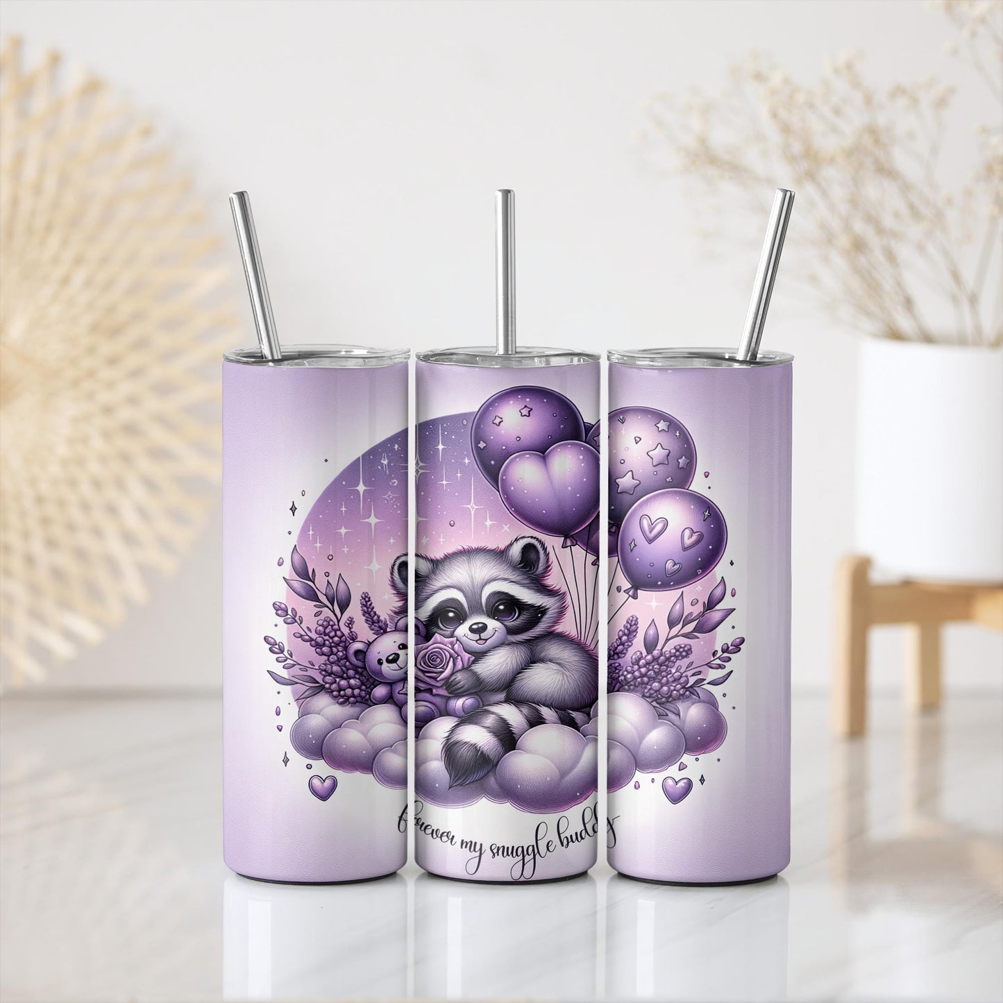 a couple of purple cans sitting on top of a table