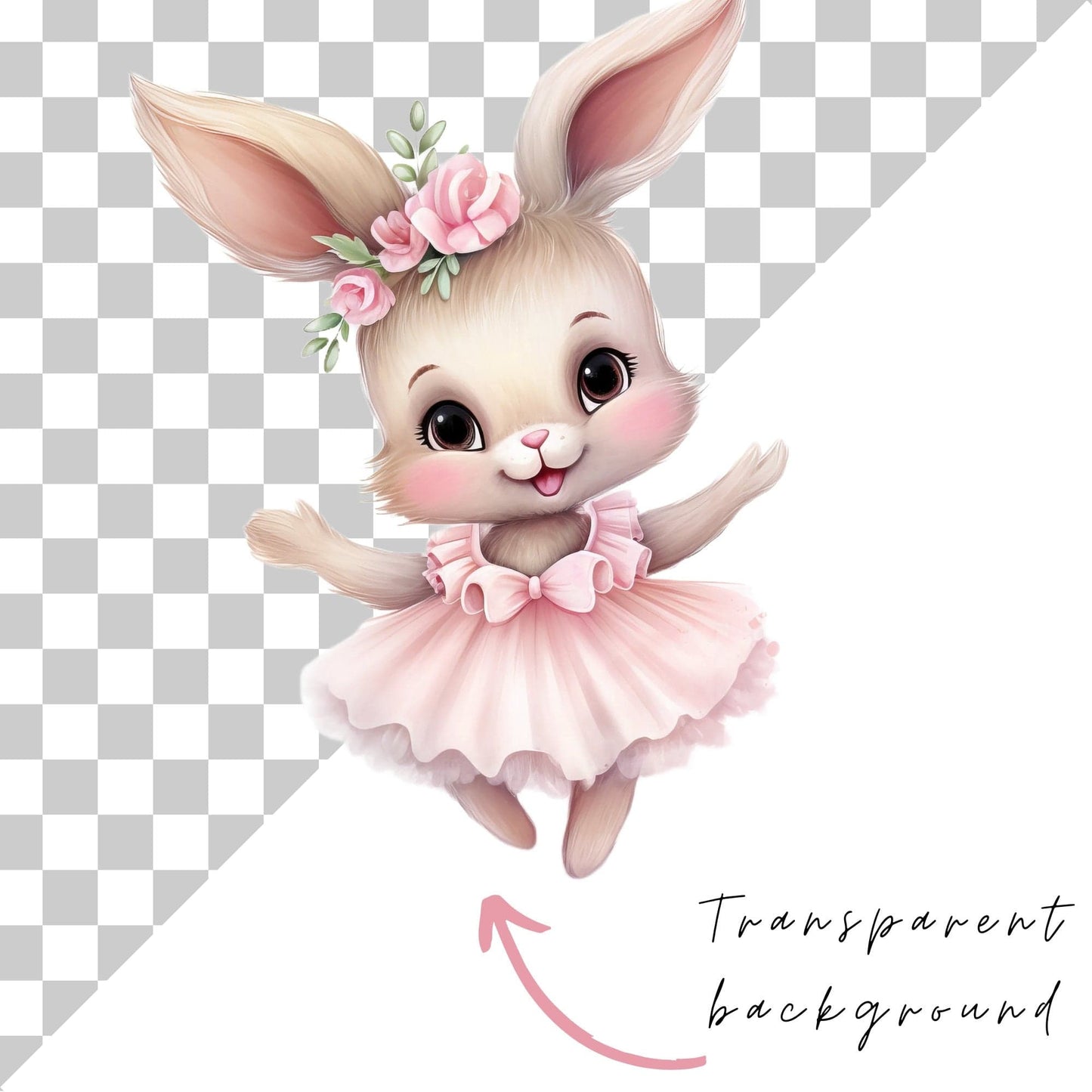 Watercolor Ballerina Bunny Clipart