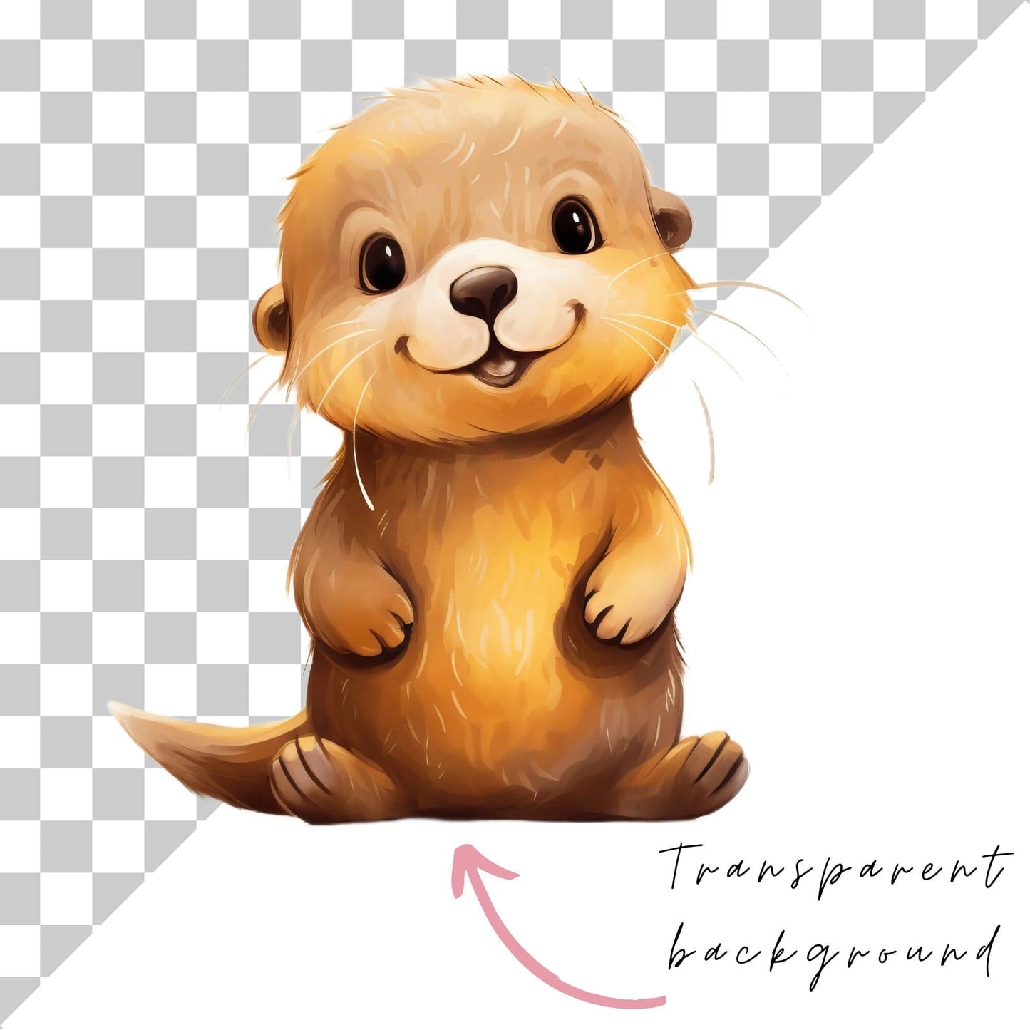 Watercolor Cute Baby Sea Otter Clipart