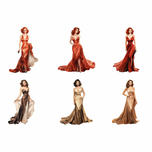 Watercolor Hollywood Glam Ladies and Gents